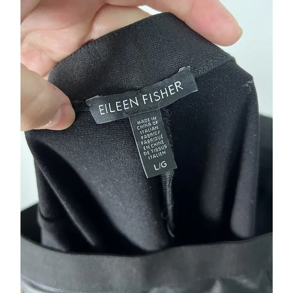 Eileen Fisher Ponte Black Leather Front Panel Legging Pants Size Large Stretch - Picture 5 of 9